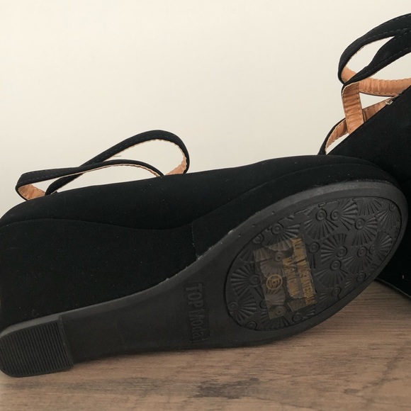 TOP Moda Eva Black Wedges - Picture 9 of 11